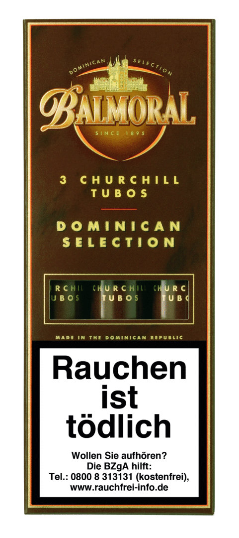 Balmoral Dominican Selection Churchill Tubos, 3 Stück